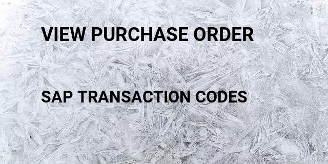 View purchase order Tcode in SAP