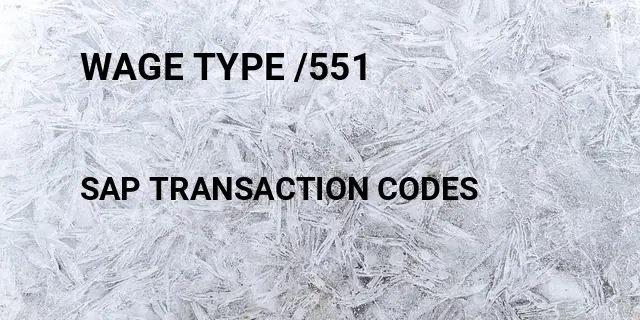 Wage type /551 Tcode in SAP