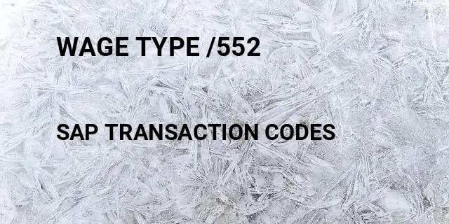 Wage type /552 Tcode in SAP