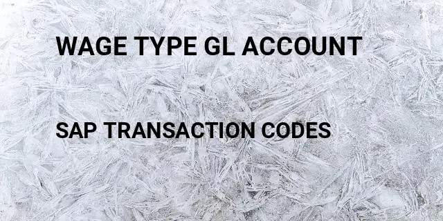 Wage type gl account Tcode in SAP