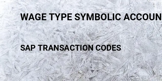 Wage type symbolic account Tcode in SAP