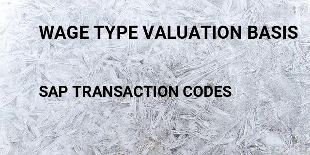 Wage type valuation basis Tcode in SAP