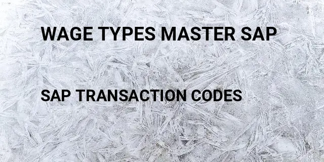 Wage types master sap Tcode in SAP