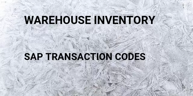 Warehouse inventory Tcode in SAP