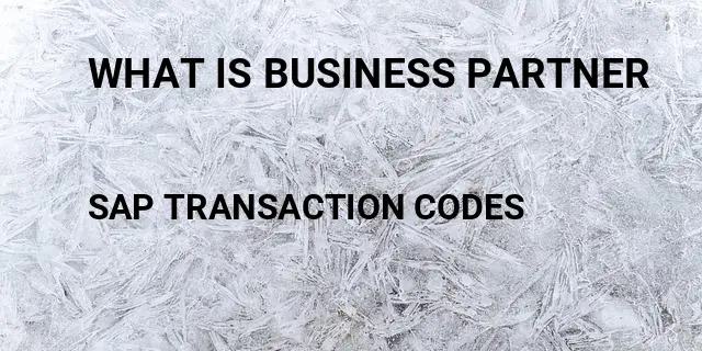 What is business partner Tcode in SAP