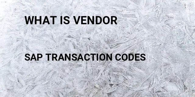 What is vendor Tcode in SAP