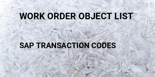 Work order object list Tcode in SAP