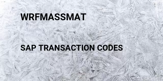 Wrfmassmat Tcode in SAP