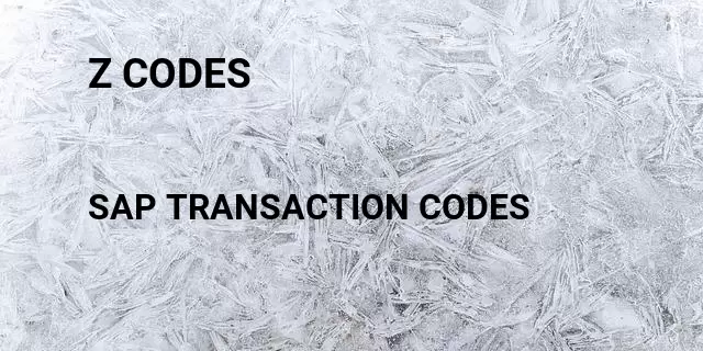 Z codes  Tcode in SAP