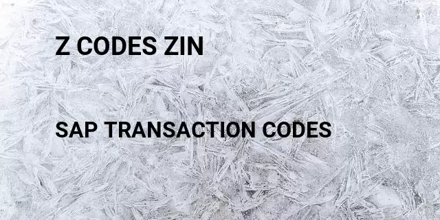 Z codes zin Tcode in SAP