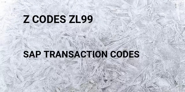 Z codes zl99 Tcode in SAP