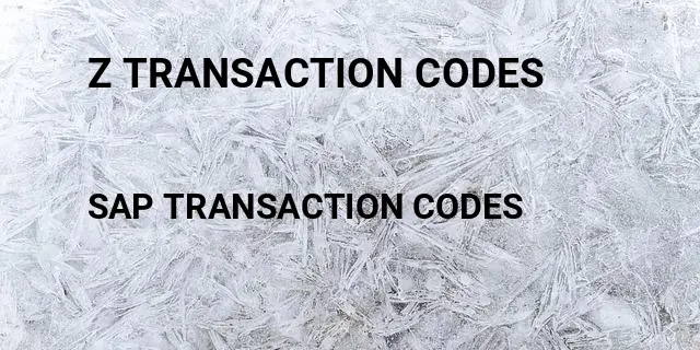 Z transaction codes Tcode in SAP