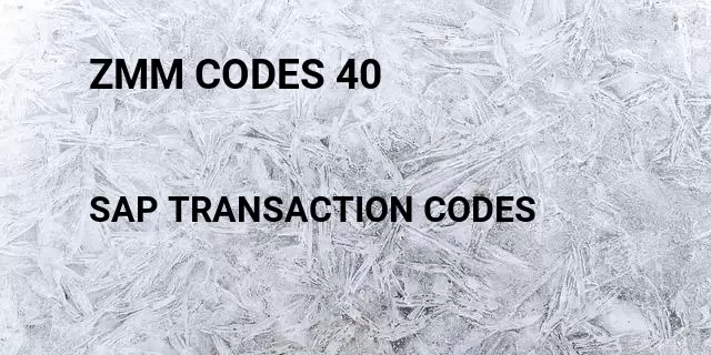 Zmm codes 40 Tcode in SAP